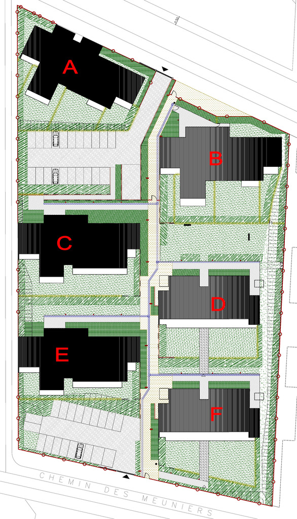 Atelier Alice Tricon / Jardins / Paysages - Buchelay <br> Opération de logements - Buchelay, Mantes-Université (78) - plan projet